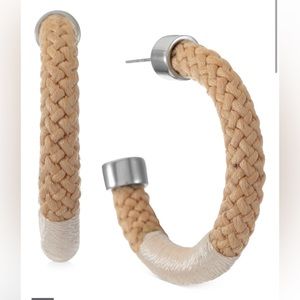 Alfani Silver-Tone Medium Braided Rope C-Hoop Earrings, 1.5"